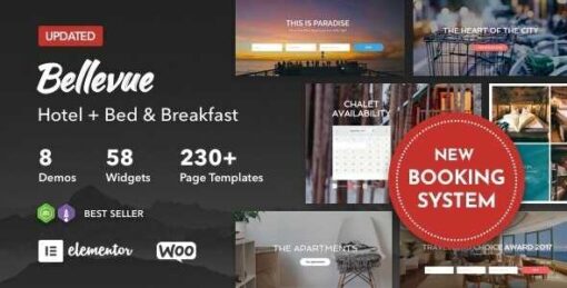 Bellevue Theme GPL Hotel + Bed and Breakfast Booking Calendar Website