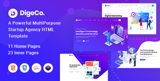 Digeco Theme GPL Startup Agency WordPress Websites