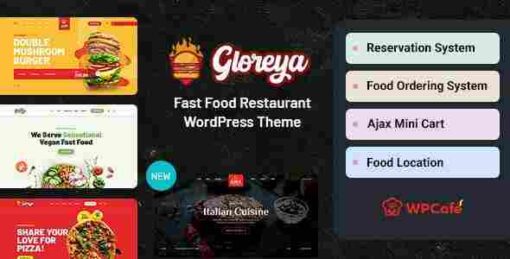 Gloreya Theme GPL Restaurant Fast Food & Delivery WooCommerce Websites