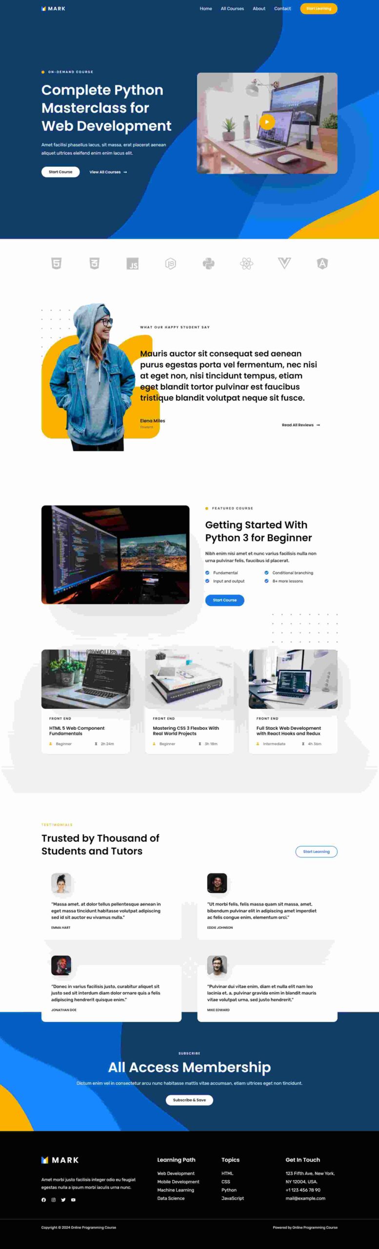 course selling website template 1
