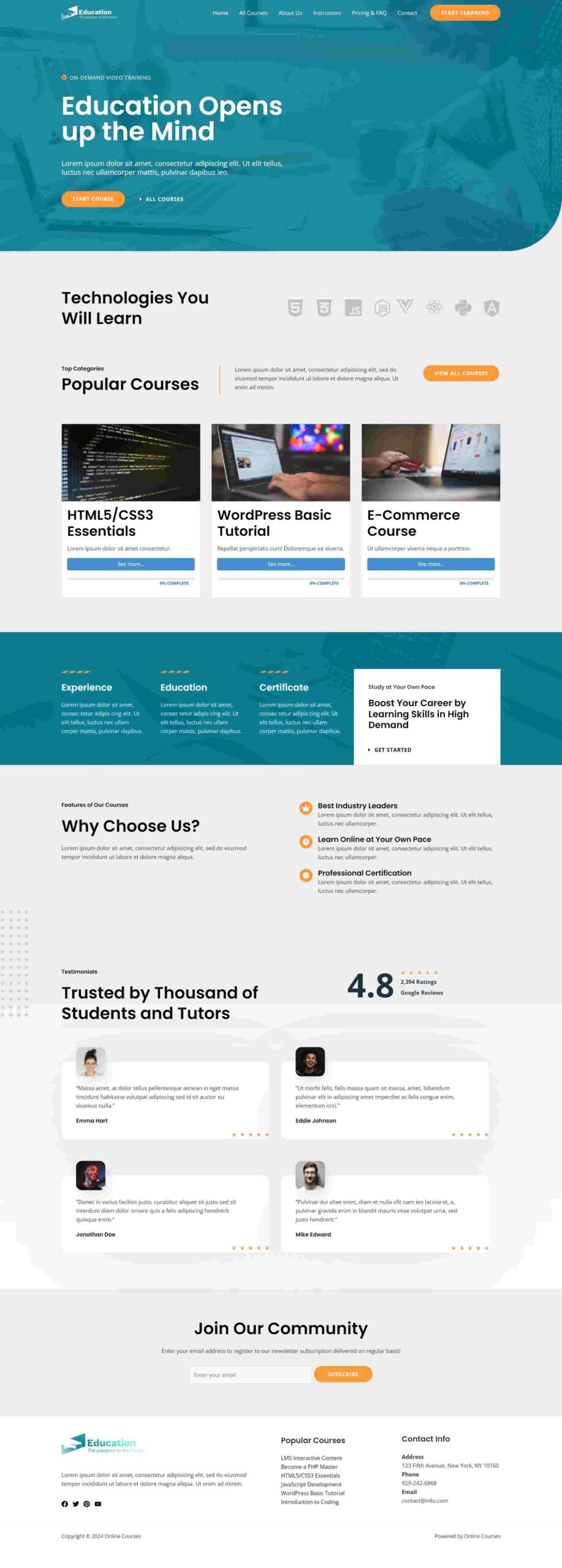 course selling website template 2