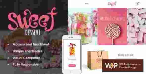 Sweet Dessert Theme GPL Candy Shop & Cafe WordPress Theme