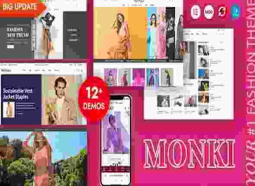 Monki Theme GPL Elementor Fashion WooCommerce WordPress Theme