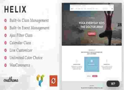 Helix Theme GPL Yoga Club Calendar WordPress Theme