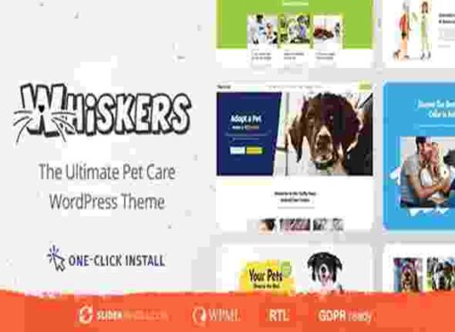 Whiskers Theme GPL Pets Store, Vet Clinic, Animal Adoption Theme